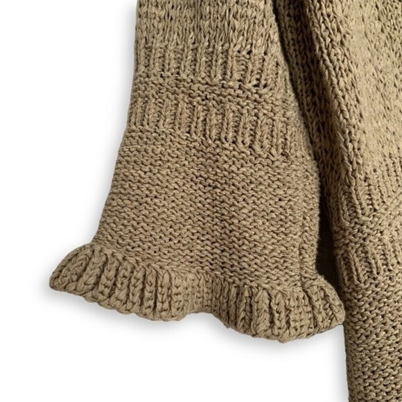 Vintage Cardigan Knit y2k Ruffle Hem Neutral Sweater - Picture 9 of 14